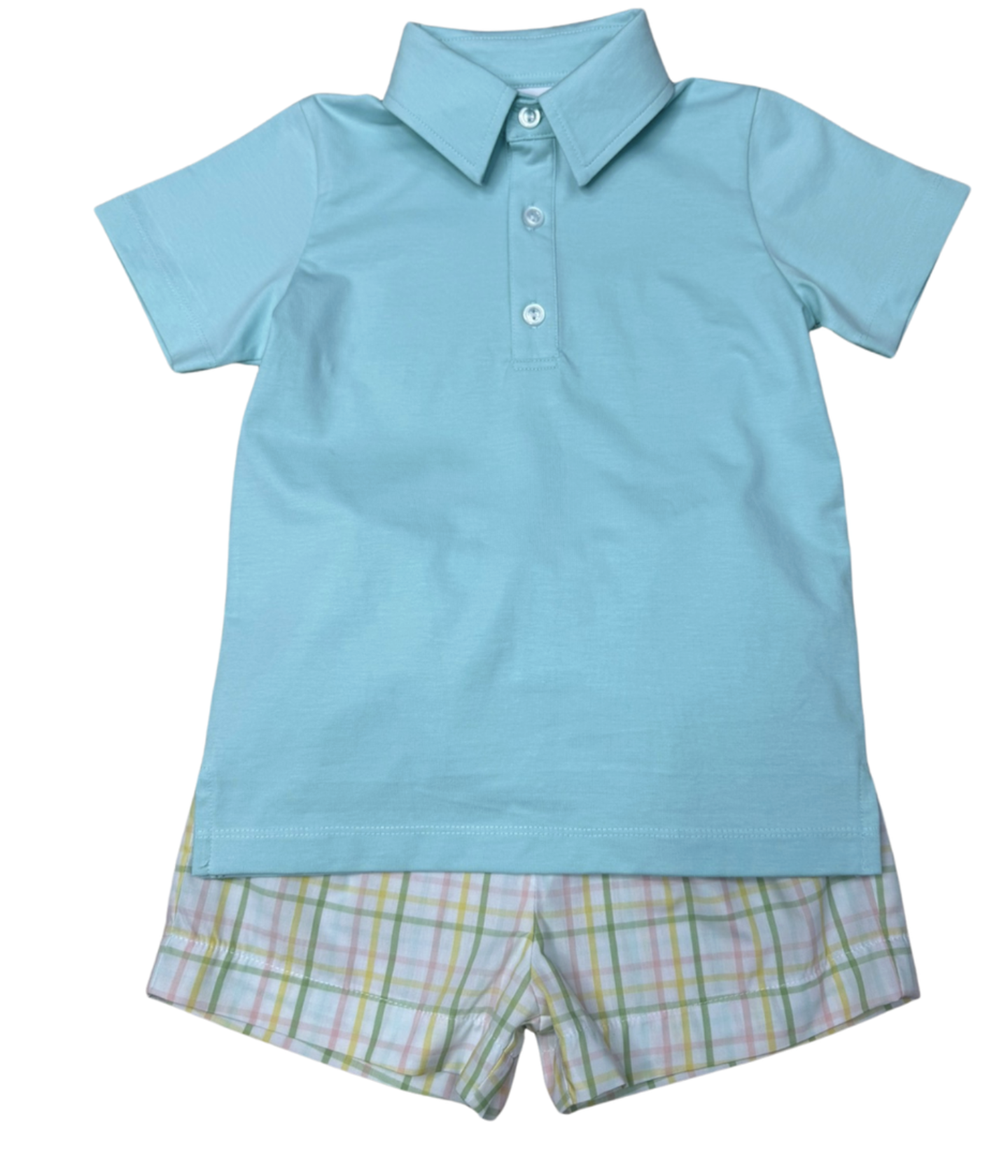 Whimsy Bay Pastel Prep Plaid Polo Short Set