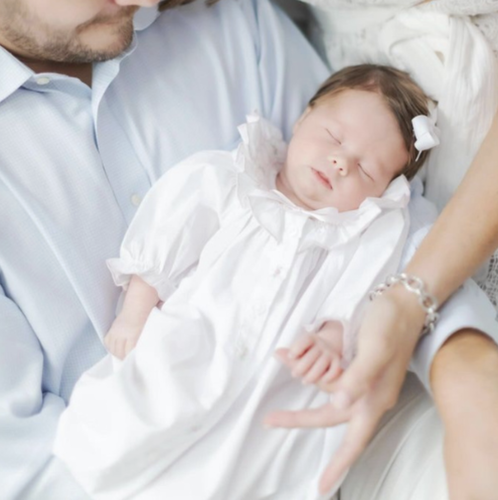 Feltman Brothers Ribbon Ruffle Smocked Gown