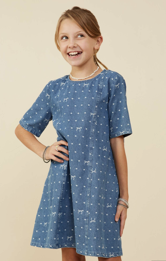 Hayden Girl Denim Polka Dot & Bows