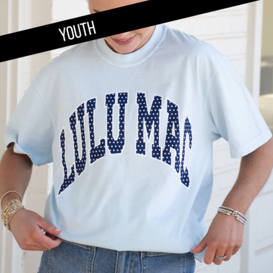 Lulu Mac Youth Polka Dot Tee- Chambray