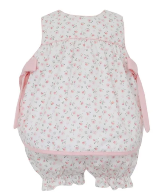Petit Bebe Pink Floral Apron Bloomer Set