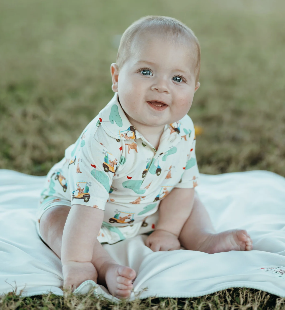 Goosies SS Polo Romper - Barks & Birdies