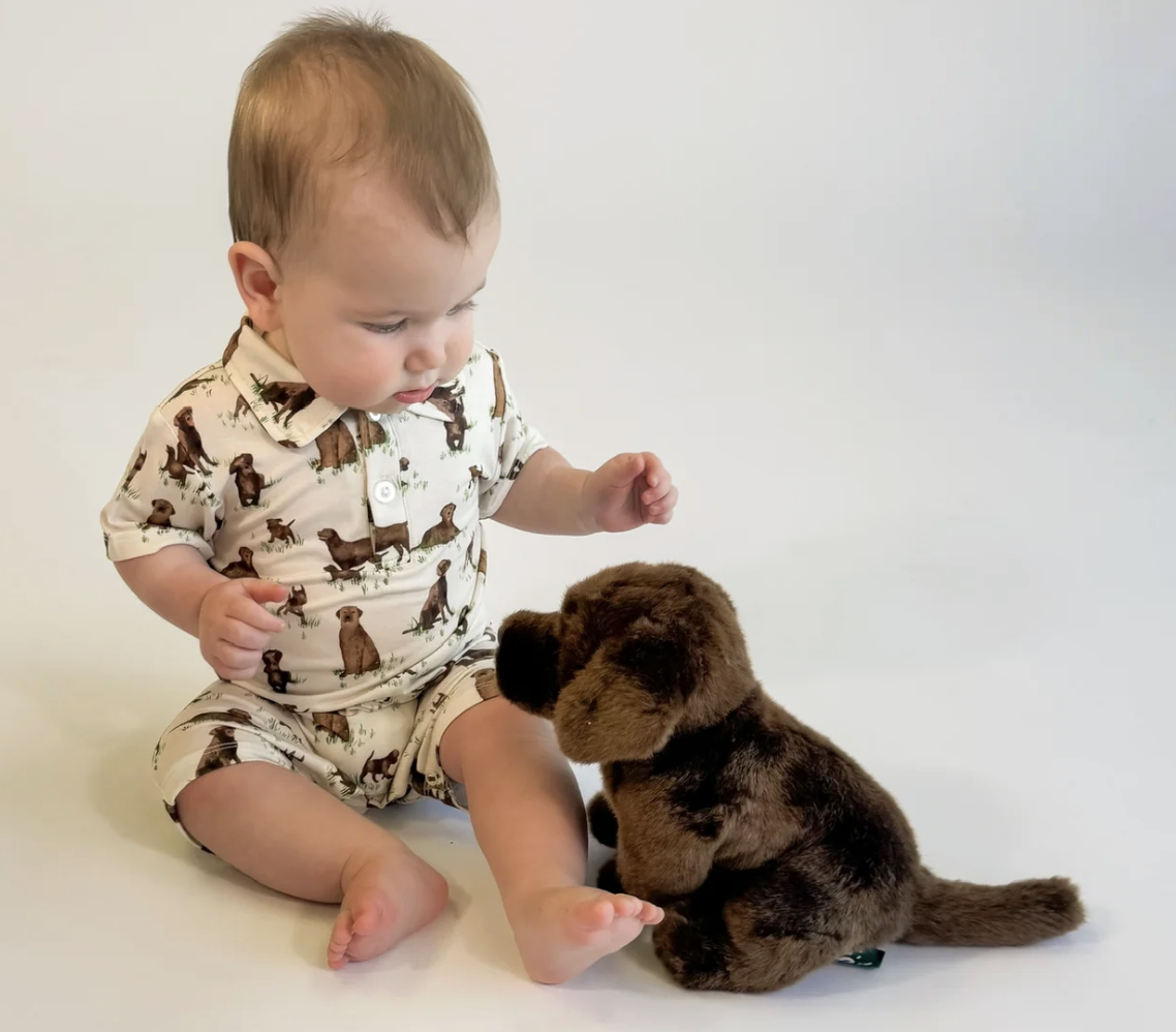 Goosies SS Polo Romper - Labs