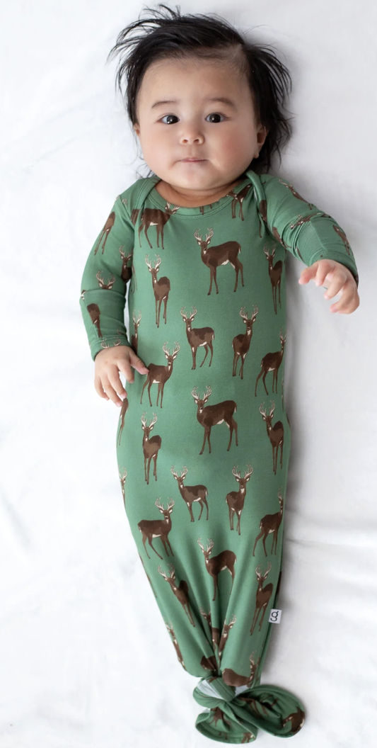Goosies Knotted Infant Gown - Deer - 0/3M