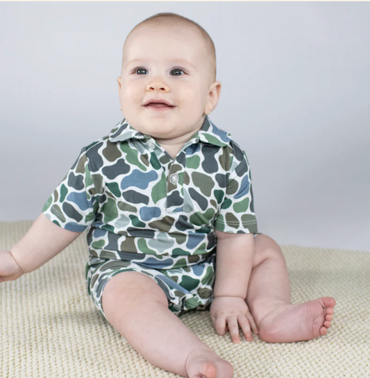 Goosies SS Polo Romper - Camo