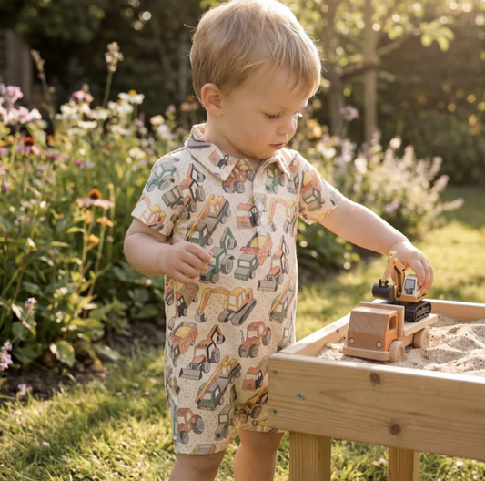 Sweet Bamboo Polo Romper - Busy Building