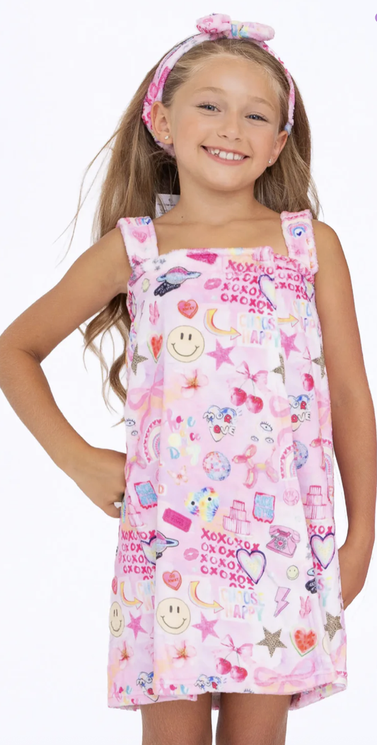 Preppy Goose - Plush Happy Collage Spa Wrap