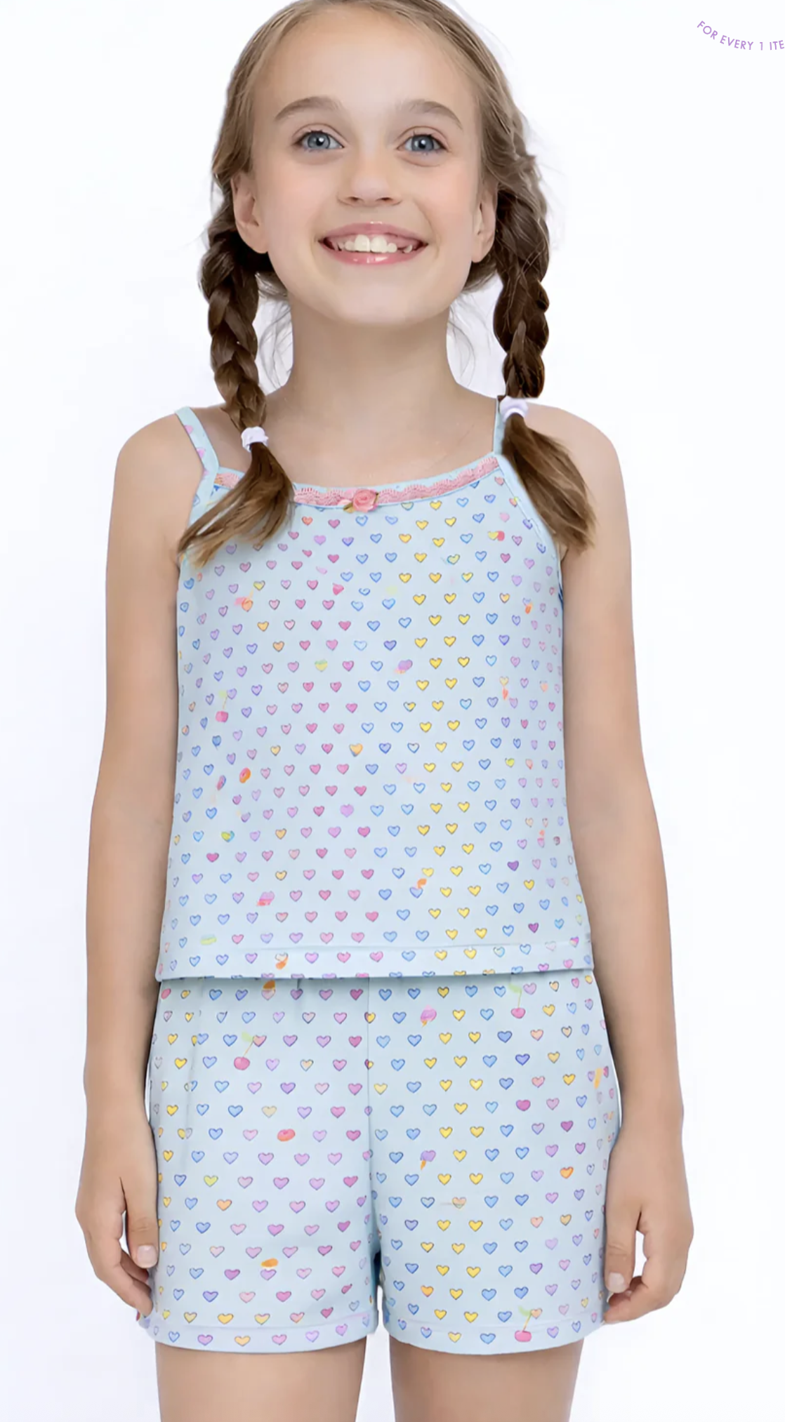 Preppy Goose Aqua Heart Print Cami PJ Set