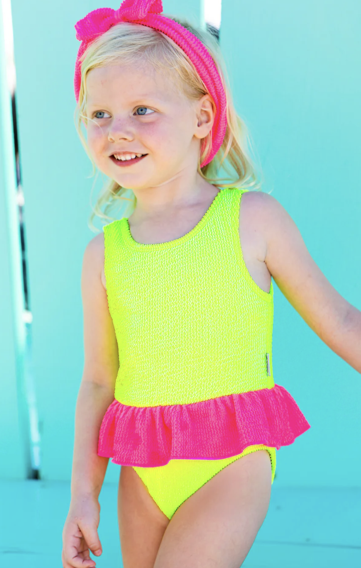 Limeapple Crinkle Peplum One-Piece