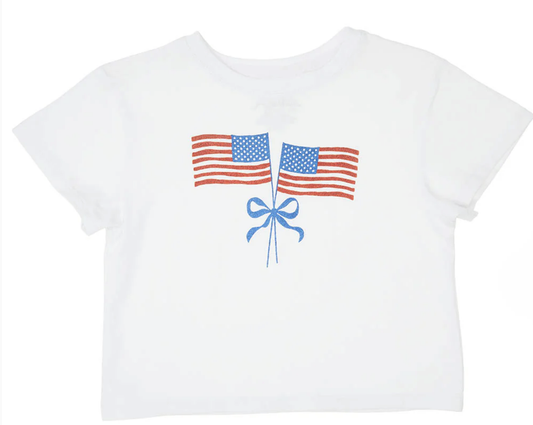 Azarhia Glitter American Flag Boxy Tee