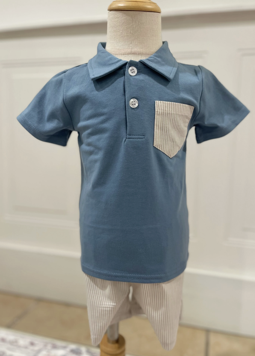 Millie Jay Miles Short Set - Blue & Khaki