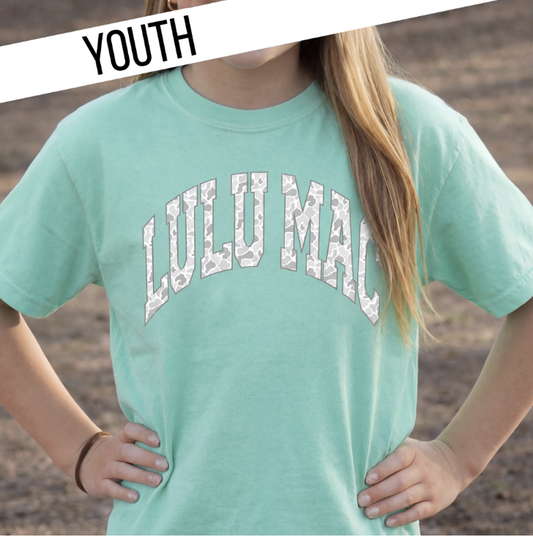 Lulu Mac Camo Chalky Mint Youth Comfort Tee