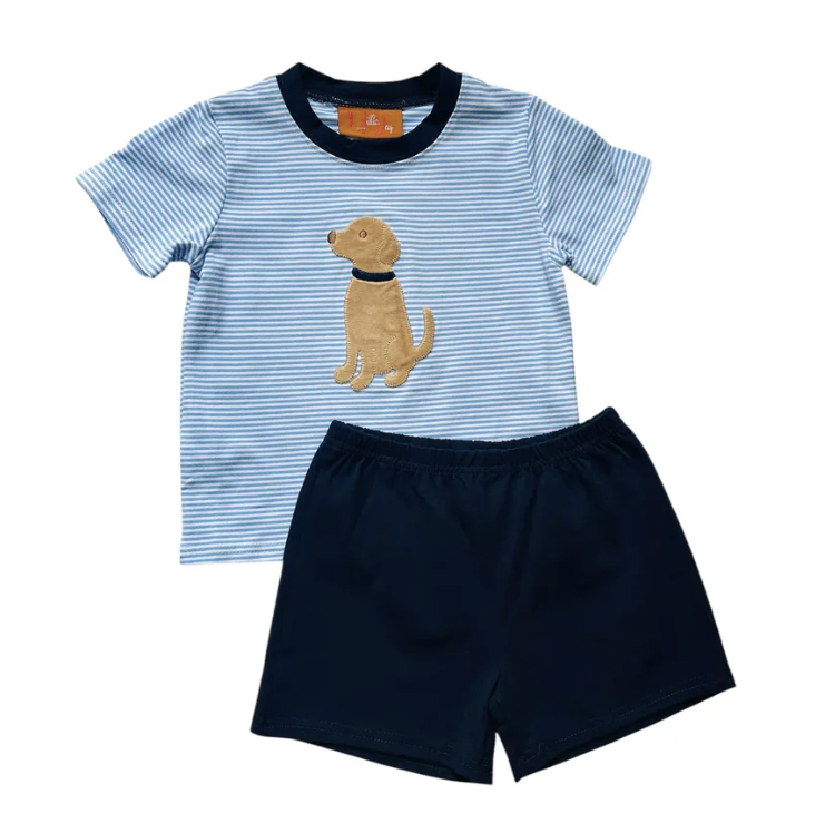 Millie Jay Puppy Applique Boys Short Set
