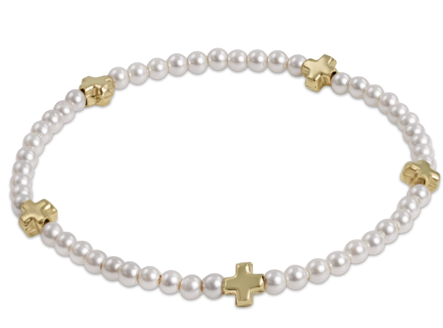 E Newton EGirl Signature Cross Small 3 MM Pearl