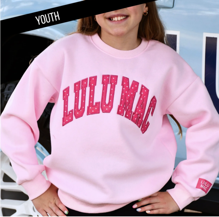 Lulu Mac Lt Pink/Hot Pink Polka Dot  Stitch Sweatshirt