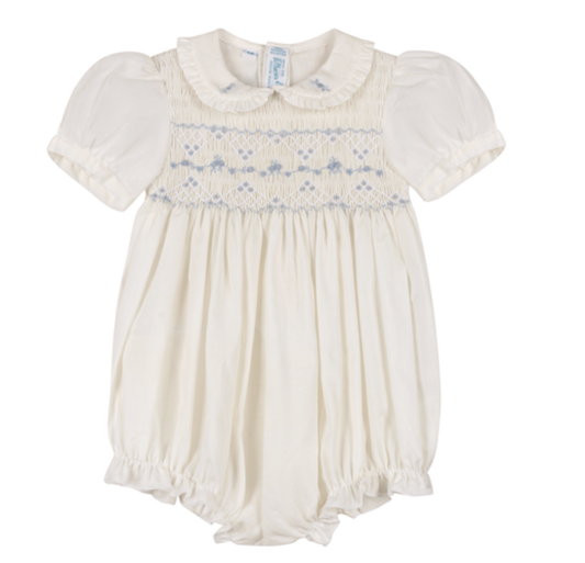 Feltman Bros Girls Heritage Bleu Romper - Ivory