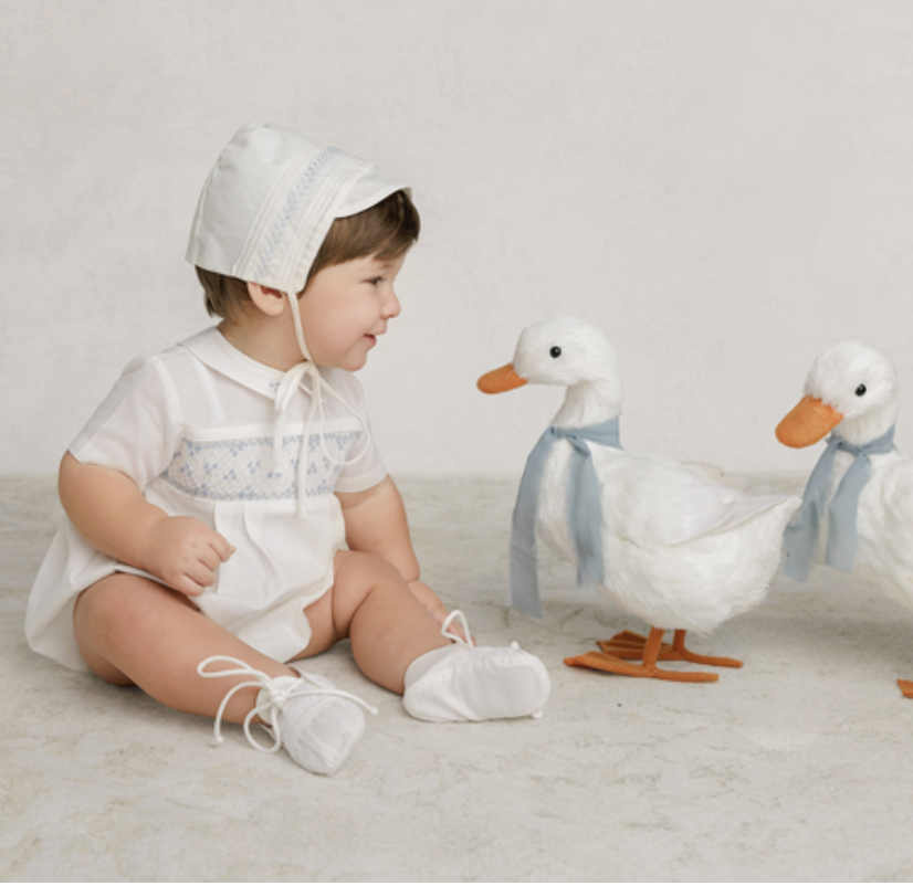 Feltman Bros. Boys Heritage Bleu Romper Ivory