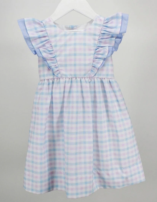 Charming Little One Light Blue & Pink Plaid Blair Dress