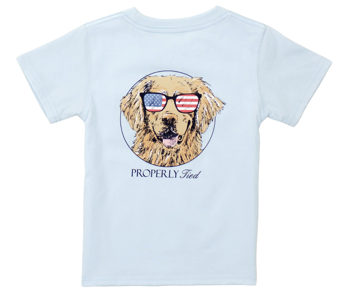 Properly Tied Boys Patriotic Dog SS Periwinkle Tee