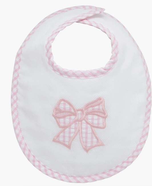 3 Marthas Bow Applique Basic Bib - Pink