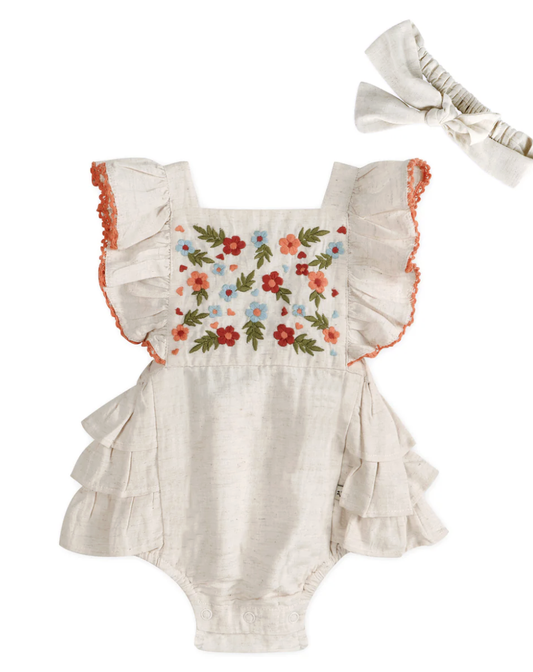 Viverano Anya Embroidered Romper & Headband