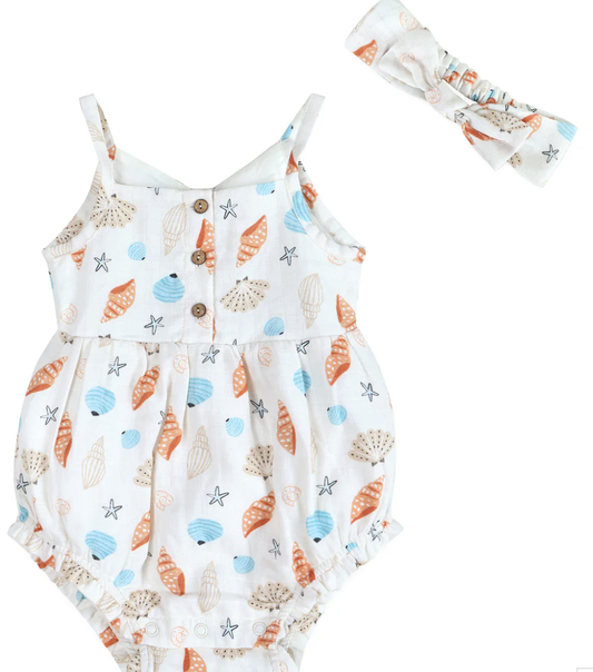 Viverano Seashell Baby Romper & Headband Set