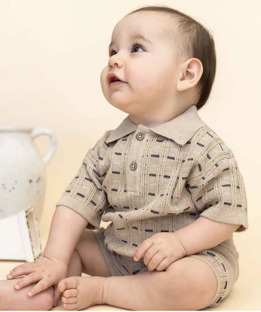 Viverano Henry Textured Baby Polo Short Set
