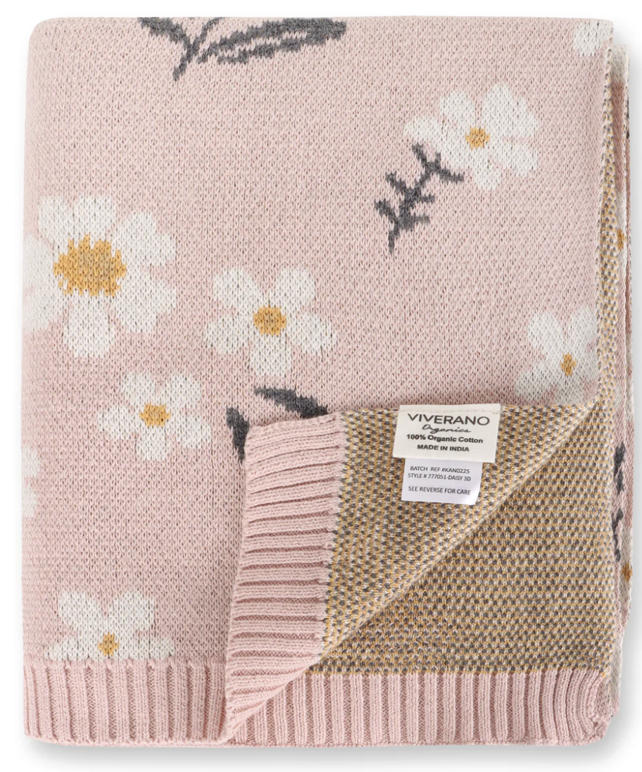 Virerano Daisy Floral Baby Blanket