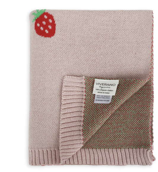 Viverano Strawberry Jacquard Knit Blanket