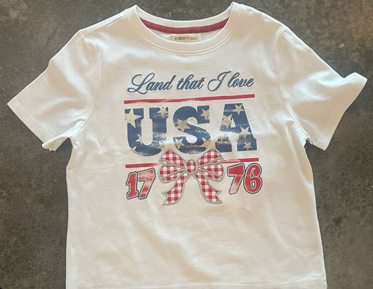 Paper Flower USA Gingham Bow Patch Graphic tee