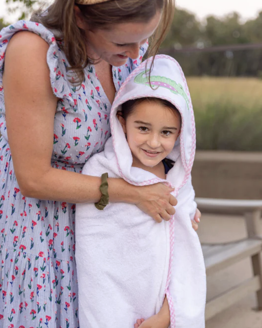 See ya Later Alligator Hooded Towel & Washcloth Set/Pink