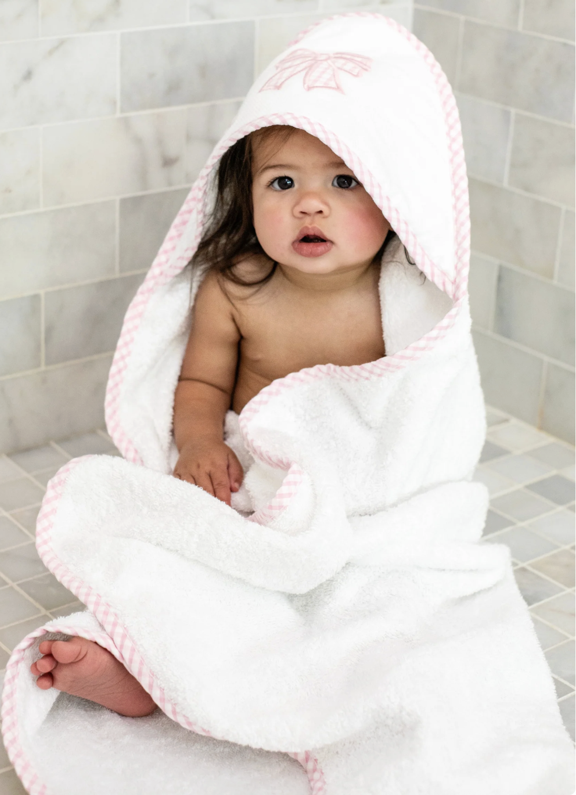 Pretty in Pink Bow Hooded Towel & Washcloth Set