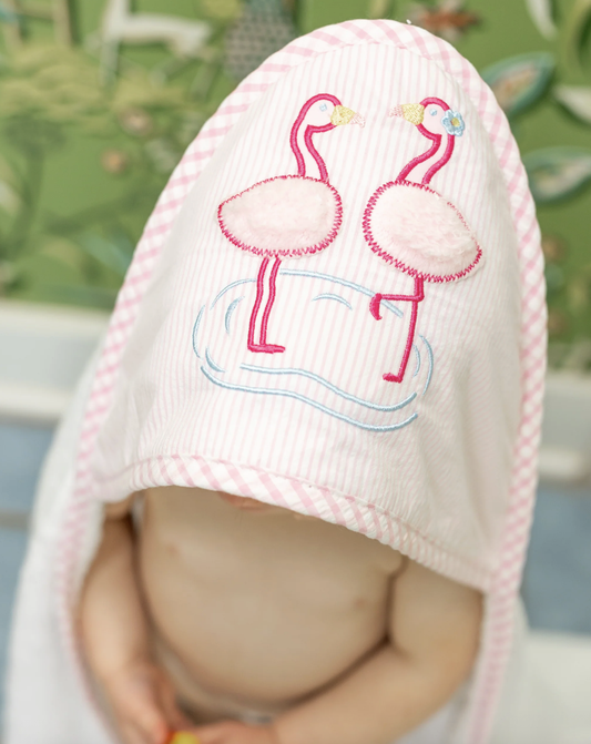 Fluffy Flamingo Hooded Towel & Washcloth Set