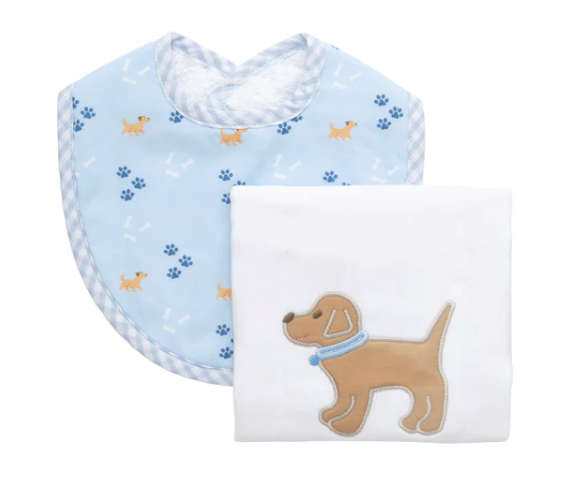 Paws-itively Adorable Bib & Burp Set - Blue
