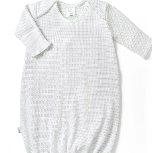 Paty Knit Pinstripe Overlap Shoulder Gown No Bow - Mint
