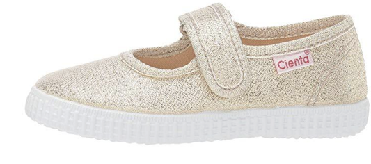 Mary Jane with Velcro Straps - Gold Sparkle