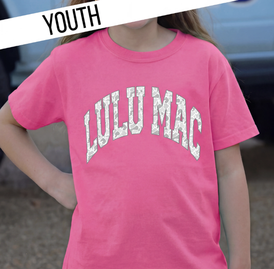 Lulu Mac Camo Neon Pink Youth Tee