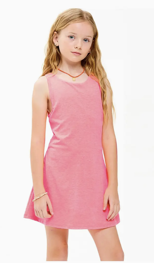 Good Girl Cross Strap Back Mini Dress - Neon Pink