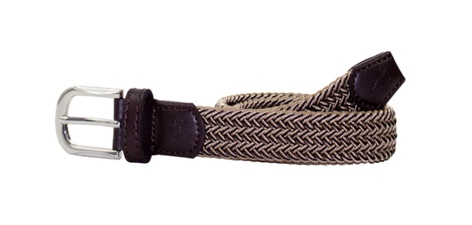 Properly tied Country Club Stretch Belt - Saddle