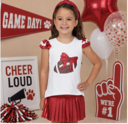 Azarhia Sequin Football Ruffle Sleeve - Red