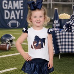 Azarhia Sequin Football Ruffle Sleeve - Navy