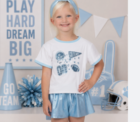 Azarhia Sequin Football Elements T - Lt BLue
