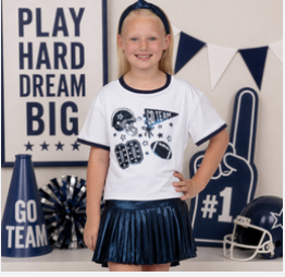 Azarhia Sequin Football Elements Tee - Navy