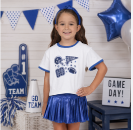 Azarhia Sequin Football Elements Tee - Royal