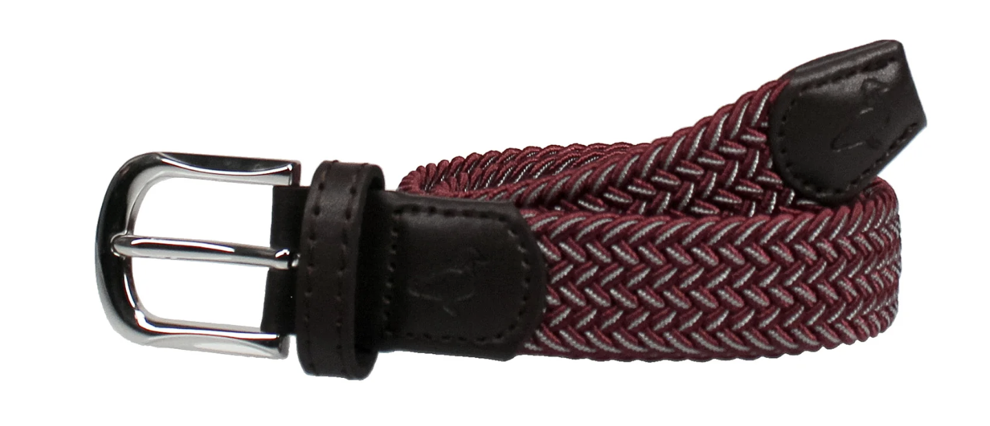 Properly Tied Country Club Stretch Belt - Maroon/Grey