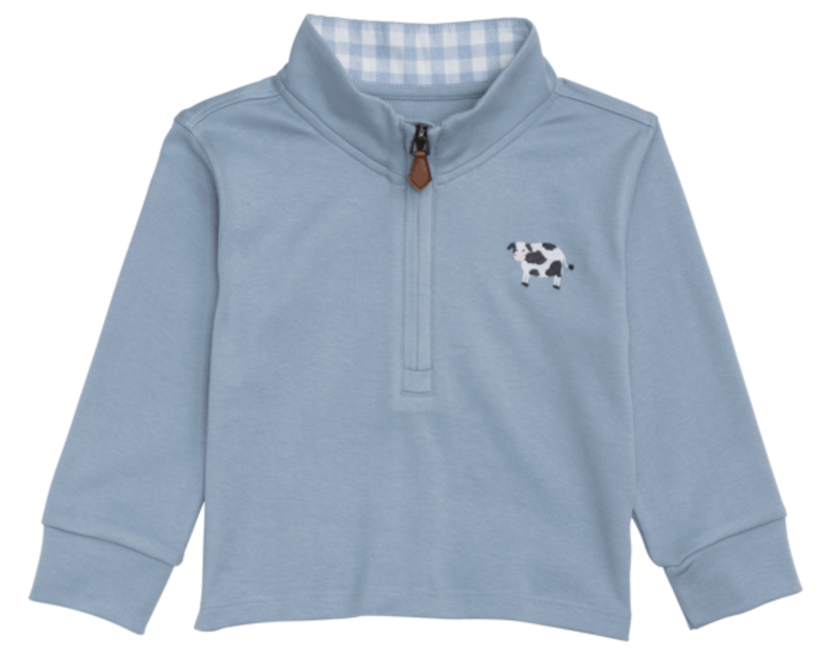 Mud Pie Cow Icon Quarter Zip Pullover
