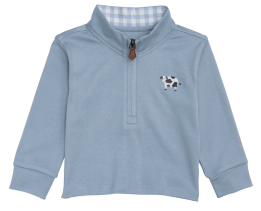 Mud Pie Cow Icon Quarter Zip Pullover
