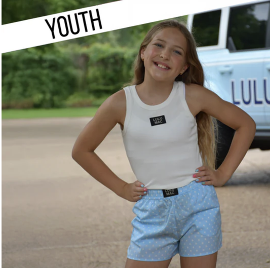 Lulu Mac Mini Polka Dot Shorts - Blue/White