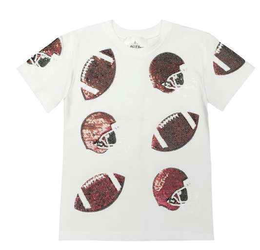 Belle Cher Football Fever Sequin Shirt -Maroon