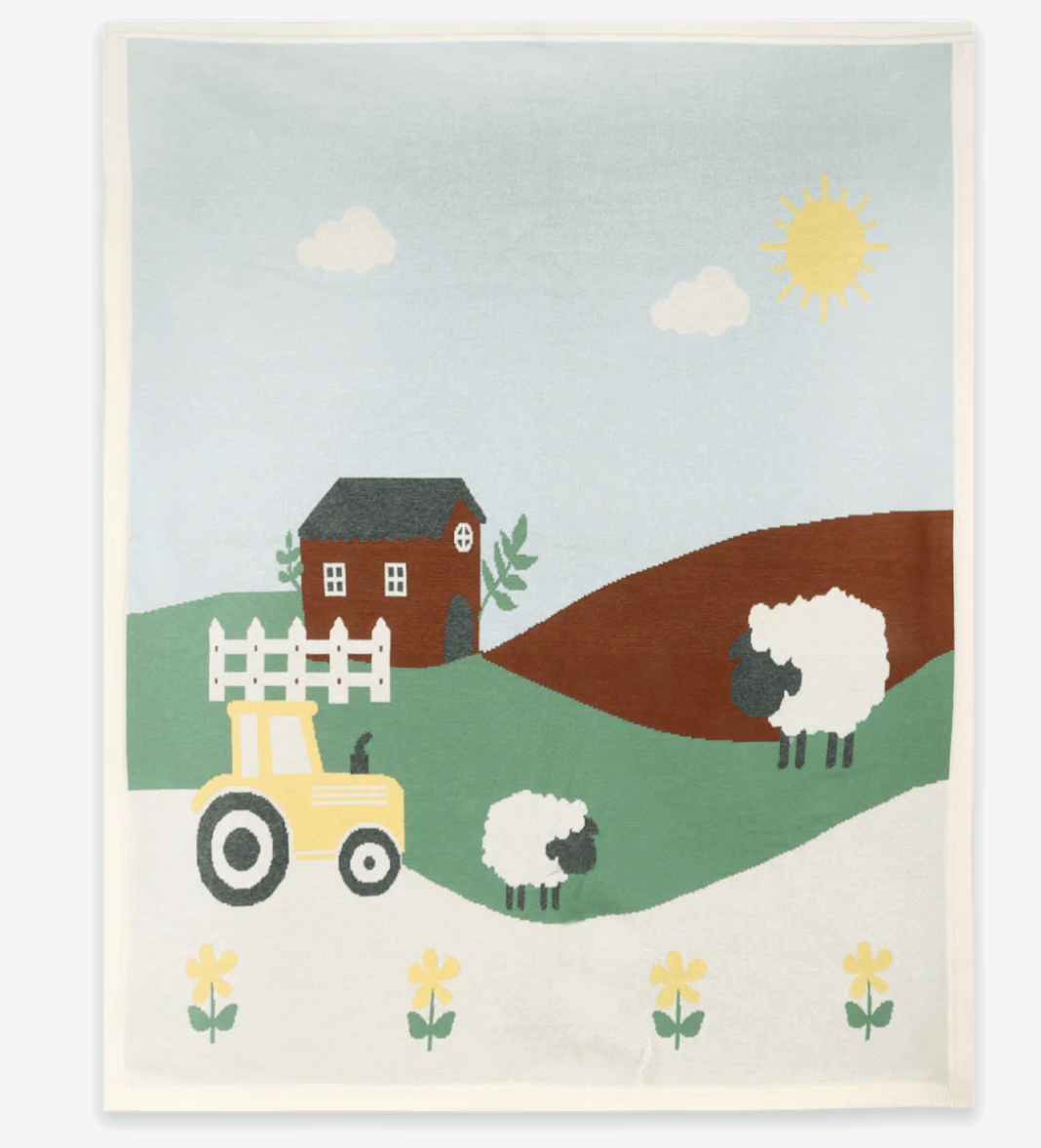 Viverano Sunny Farm Organic Jacquard Knit Baby Blanket